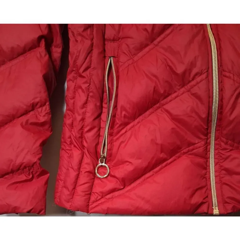 Michael kors womens small red jacket packable down filled puffer coat